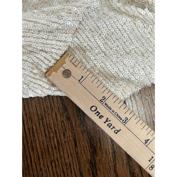 Generation Love Allegra Sequin Romper Faux Wrap Ruched Sleeve Surplice Shell L - Picture 4 of 11